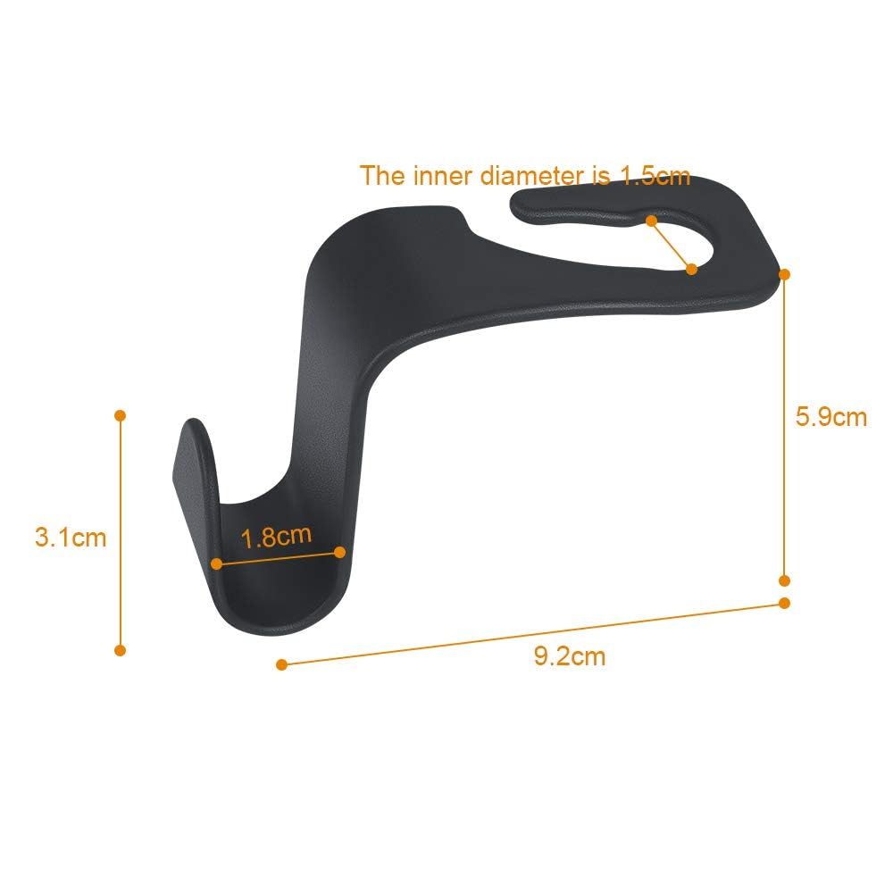 URAQT Car Headrest Hooks 6 Pack for Bags & Groceries Black