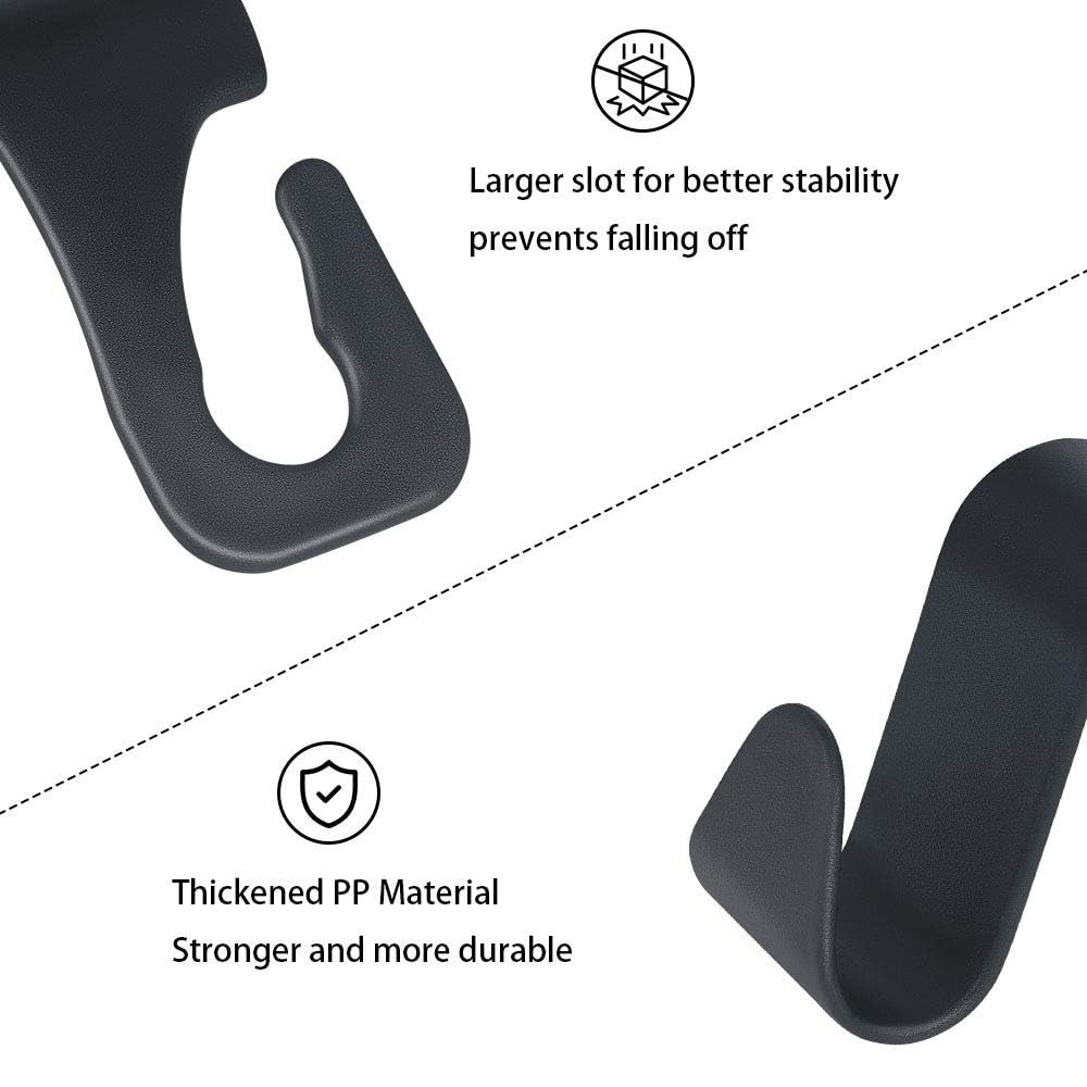 URAQT Car Headrest Hooks 6 Pack for Bags & Groceries Black