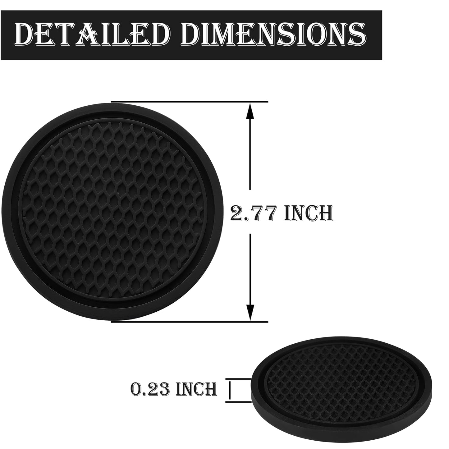 SINGARO Car Cup Holder Coasters 4 Pack Non-Slip Black