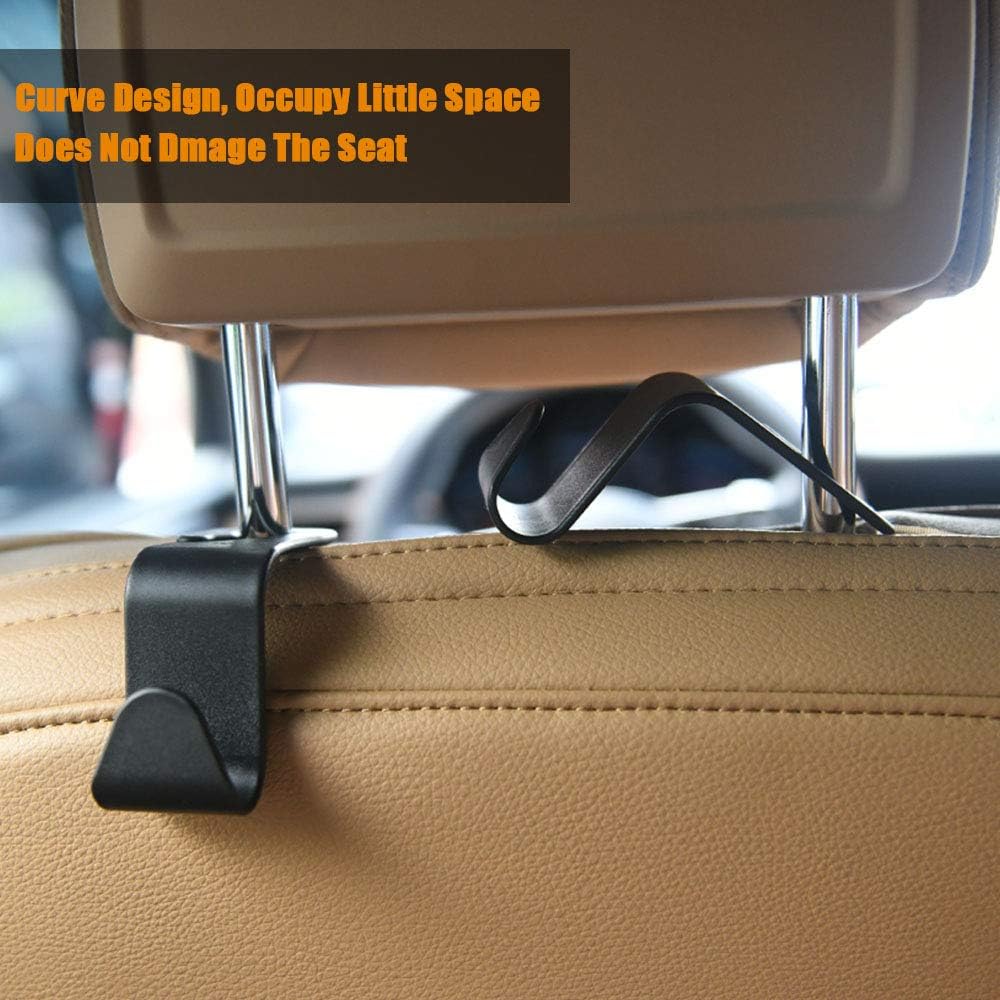 URAQT Car Headrest Hooks 6 Pack for Bags & Groceries Black