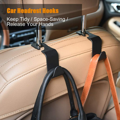 URAQT Car Headrest Hooks 6 Pack for Bags & Groceries Black