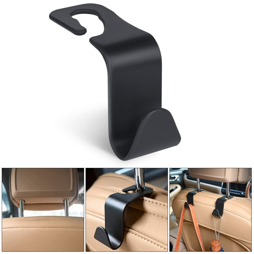 URAQT Car Headrest Hooks 6 Pack for Bags & Groceries Black