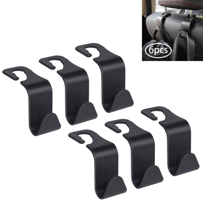 URAQT Car Headrest Hooks 6 Pack for Bags & Groceries Black