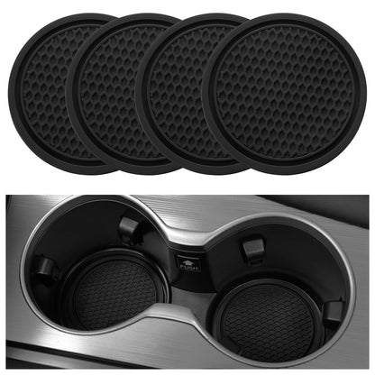 SINGARO Car Cup Holder Coasters 4 Pack Non-Slip Black